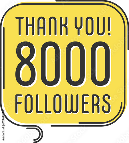 8000 followers vector. Greeting social card thank you followers. Congratulations follower design template