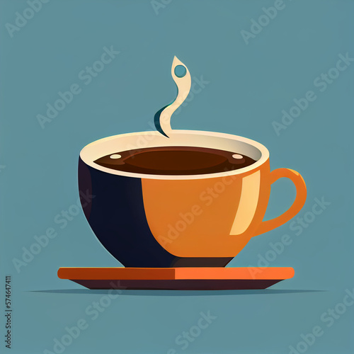 a cup of coffee  cartoon style  flat design  generative ai