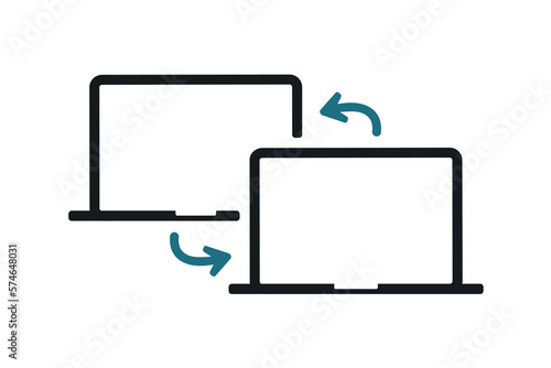 Computer laptop sharing icon. Illustration vector