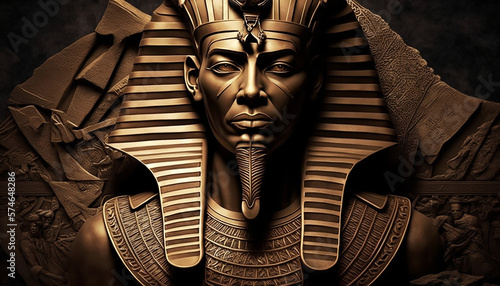 Wallpaper Mural Statue of Pharaoh Ramses II made of yellow stone.  Generative AI Torontodigital.ca