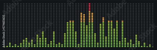Equalizer, Music, Voice, Sound wave. Color electronic equalizer.