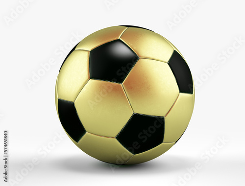 golden soccer ball isolated on white background 3D illustration