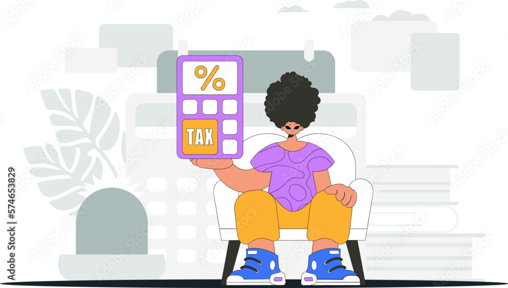 Graceful man with a percentage. An illustration demonstrating the correct payment of taxes.