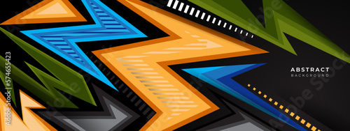 Texture for sport racing. Abstract multicolour geometric stripes background.
