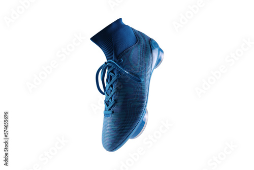 Fitness sneakers shoes for training, running blue shoes on transparent background 