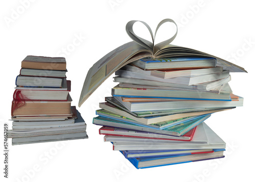 Stos książek bez tła. z miłości do czytania