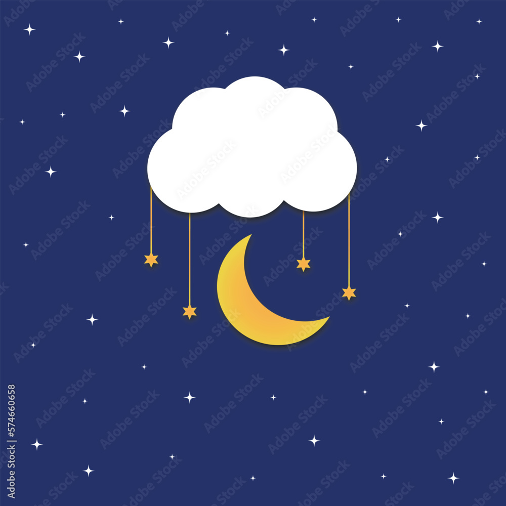 Naklejka premium moon and stars illustration