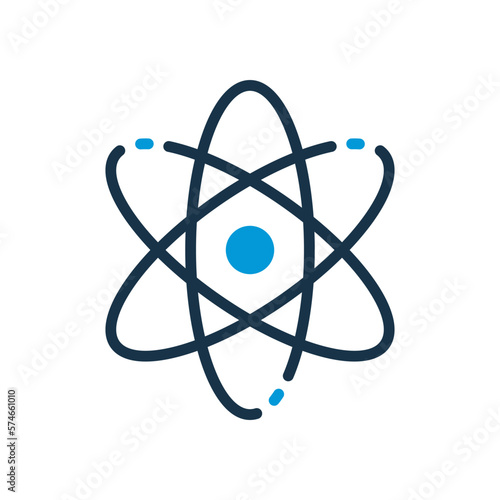 Atom Silhouette Icon. Scientific Atom Symbol. Sign of Education and Science. Structure of Nucleus of Atom. Protons, Neutrons and Electrons Icon. Vector Isolated Illustration
