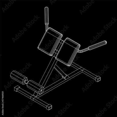 Modern exercise machine for the back and abs. Hyperextension simulator.