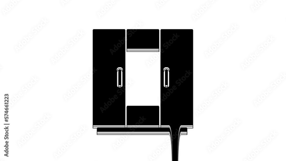 Black Wardrobe icon isolated on white background. 4K Video motion graphic animation Black Wardrobe icon isolated on white background. 4K Video motion graphic animation