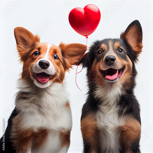 two dogs with heart. generative AI
