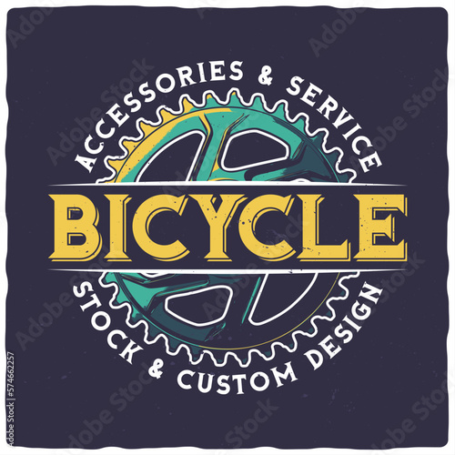 T-shirt or poster design with bicycle parts