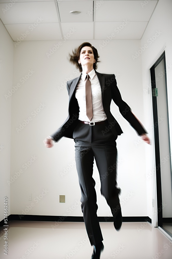 Modern fashion style business suit for going to work, nice clothes on young modern girl. Office environment. Generative AI. Modern fashion style business suit for going to work, nice clothes on young modern girl. Office environment. Generative AI.