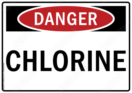 Chlorine gas hazard sign and labels