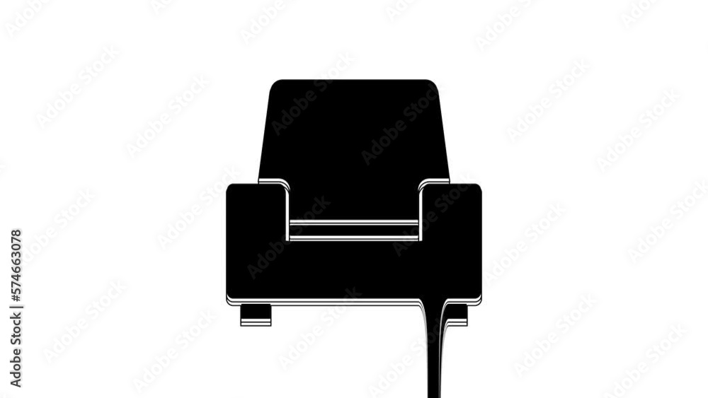 Black Armchair icon isolated on white background. 4K Video motion graphic animation Black Armchair icon isolated on white background. 4K Video motion graphic animation