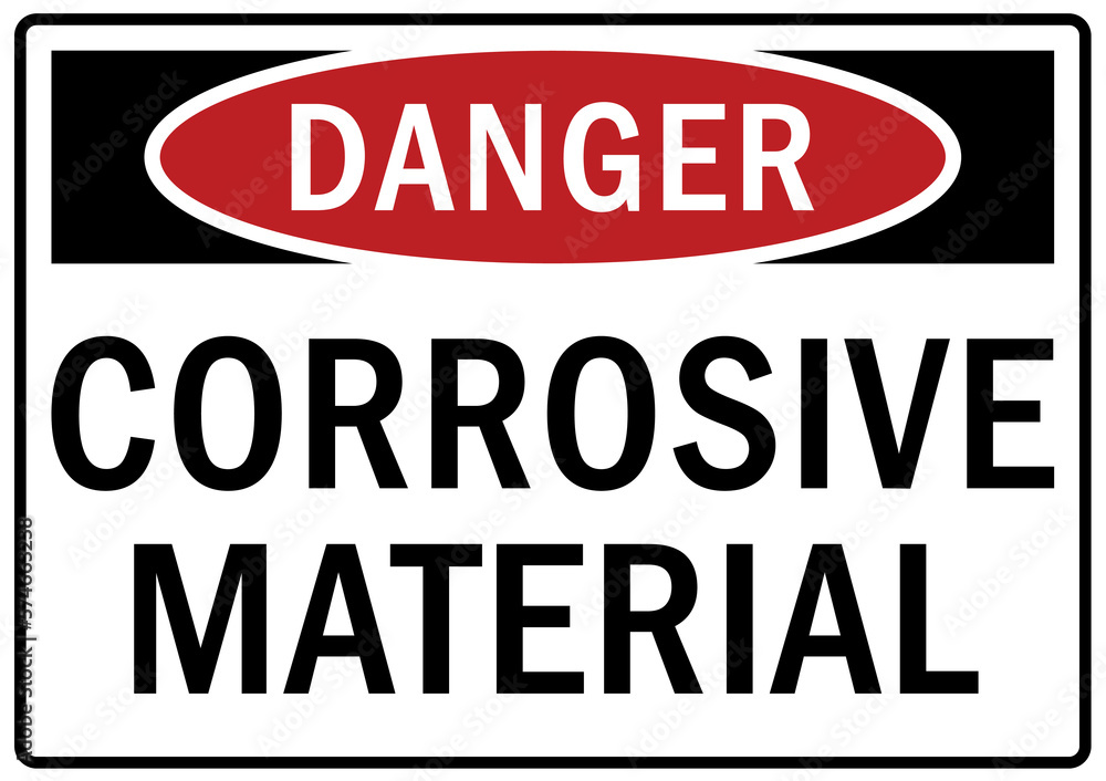 Corrosive material hazard sign and labels 