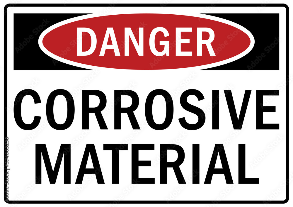 Corrosive material hazard sign and labels Corrosive material hazard sign and labels