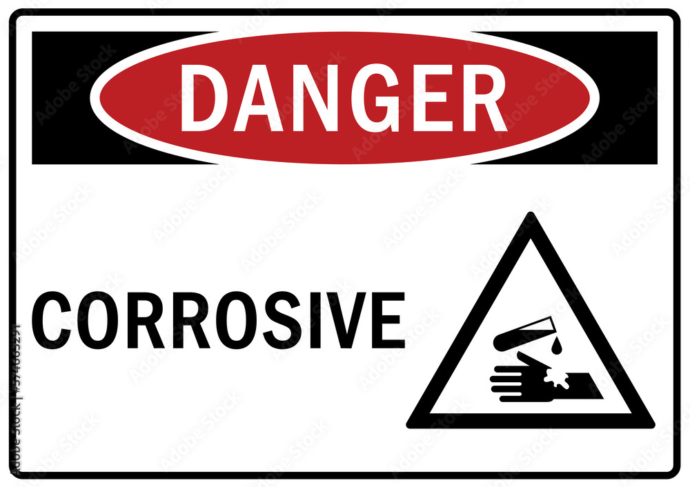 Corrosive material hazard sign and labels Corrosive material hazard sign and labels