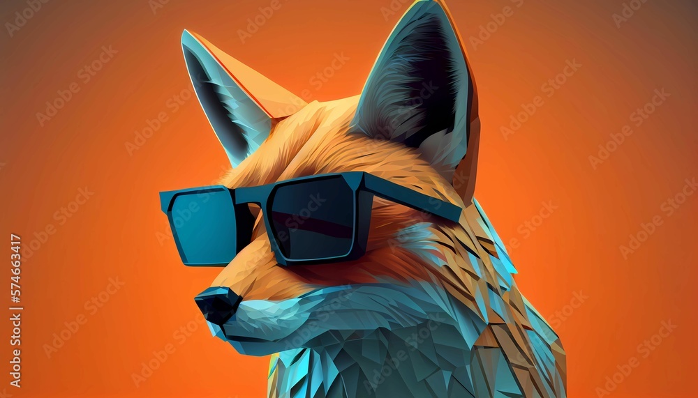 Fox wearing sunglasses on a solid color background, vector art, digital  art, faceted. Generative AI. Stock Illustration | Adobe Stock