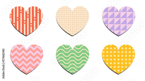 set of hearts shape abstract geometric pattern colorful element illustration vector eps jpeg png