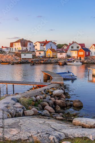 Villaggio sull'isola di Vrango, arcipelago di Goteborg, Svezia