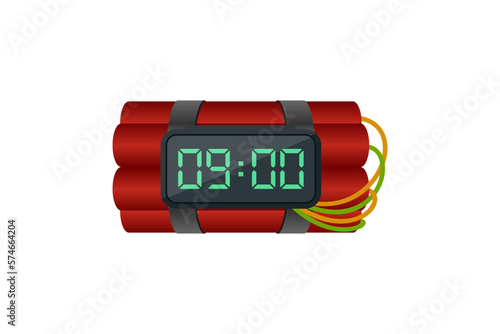 Bomb dynamite and countdown digital clock vector design on white background