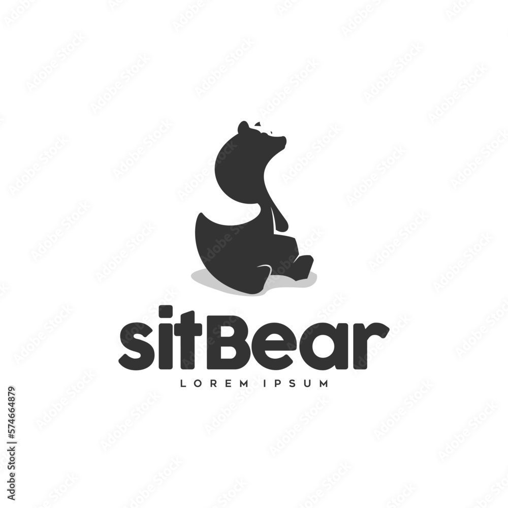 sitting bear silhouette logo design inspiration sitting bear silhouette logo design inspiration