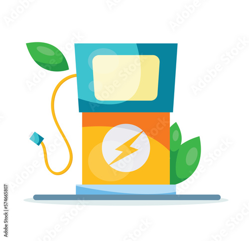 Gas station refueling bio diesel vector illustration
