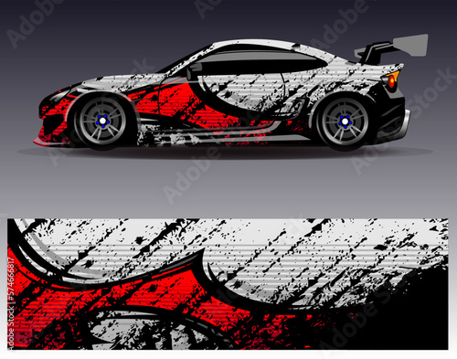 Car wrap design vector. Graphic abstract stripe racing background kit designs for wrap vehicle  race car  rally  adventure and livery