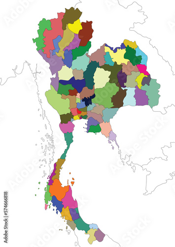 Map of Thailand includes border countries Myanmar  Laos  Cambodia  Vietnam  Gulf of Thailand  and Andaman Sea 