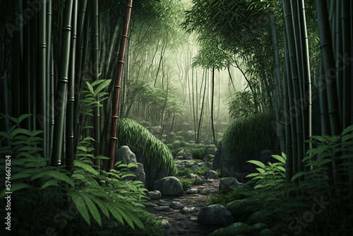 Landscape of an Asian bamboo forest