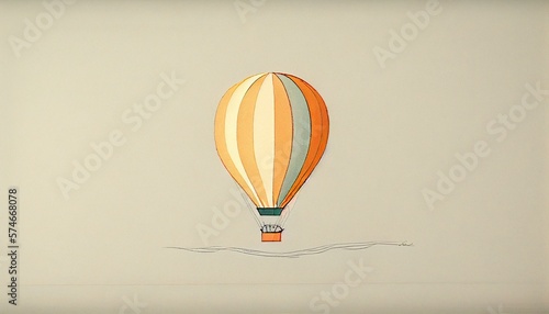 A minimalist drawing of a hot air balloon in flight generative AI