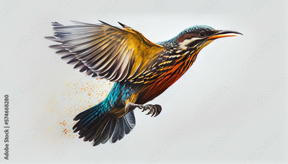 Obraz premium A bird flying against a plain background generative AI
