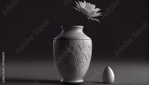 A plain vase with a single flower generative AI