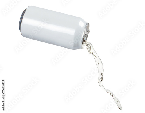 Fotografie Drink pouring from white aluminium can cut out