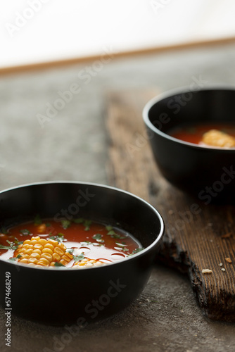 American-style corn and tomato soup