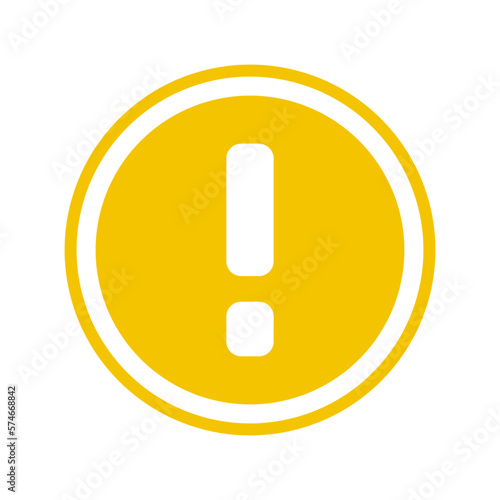 Yellow Round Warning or Attention or Caution Sign with Exclamation Mark Icon in a Circle. Vector Image.