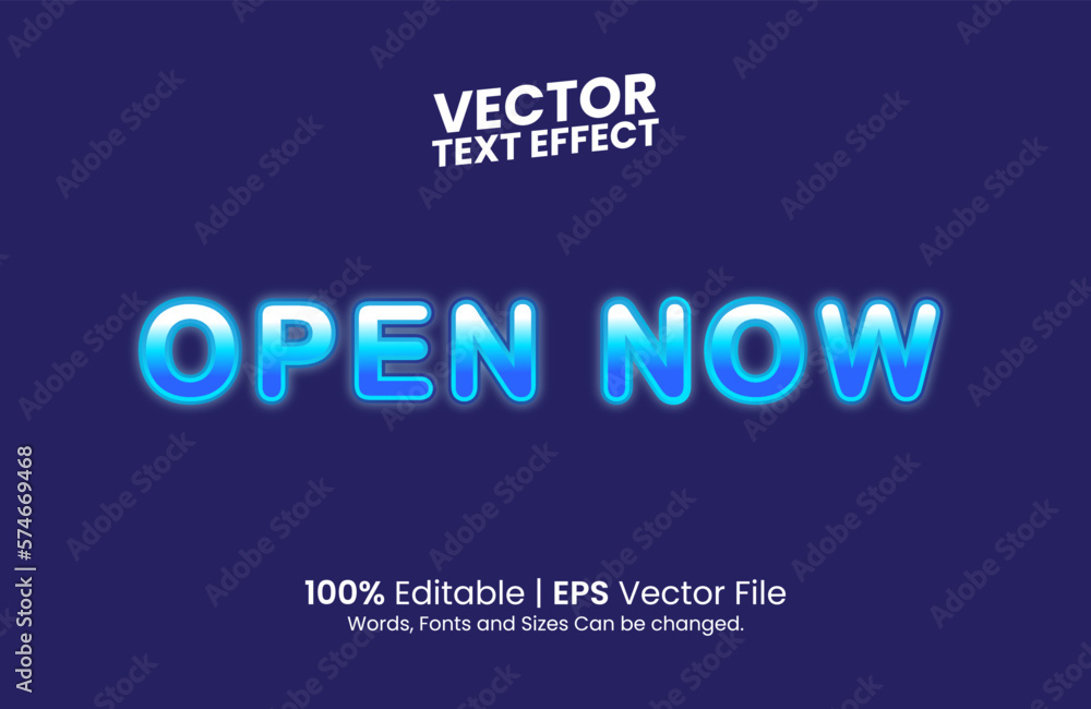 Editable Open Now Text Effect Template