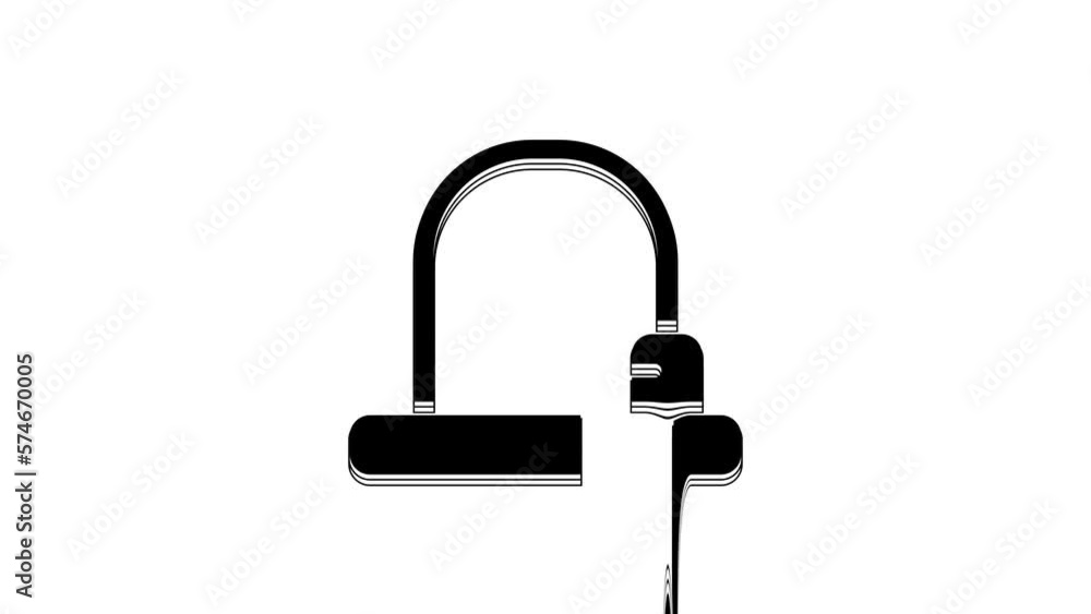 Black Bicycle lock U shaped industrial icon isolated on white background. 4K Video motion graphic animation Black Bicycle lock U shaped industrial icon isolated on white background. 4K Video motion graphic animation
