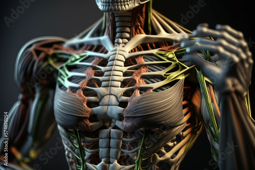 robotic human cyborg skeleton illustration Generative AI photo
