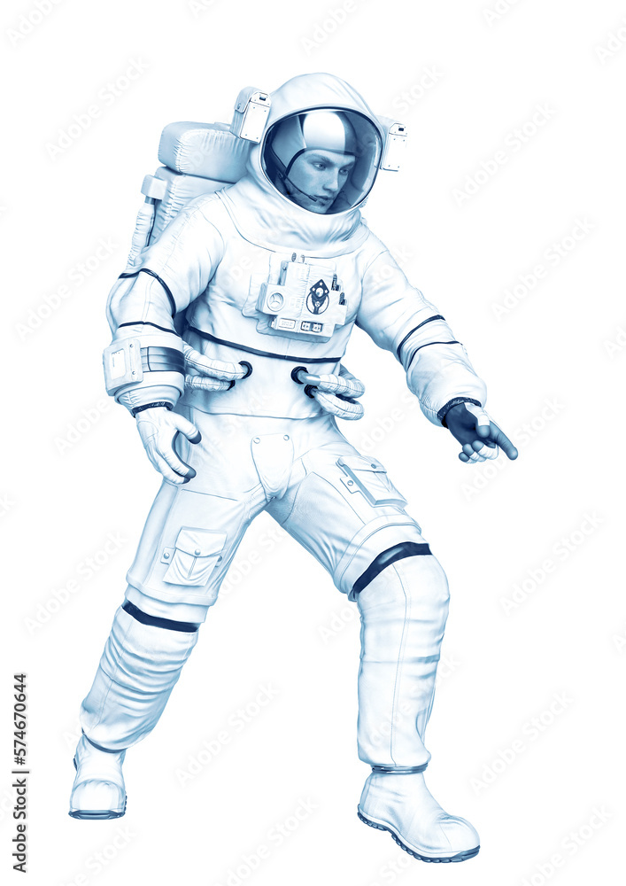 astronaut discovering in a white background