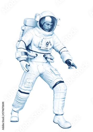 astronaut discovering in a white background