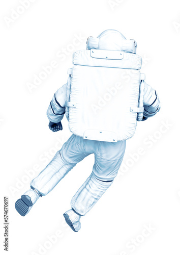 astronaut float back pose in a white background rear view