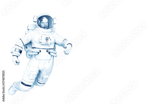 astronaut mockery drifting in a white background