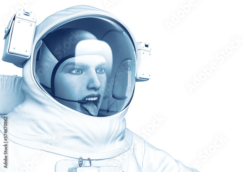 astronaut mockery face in a white background