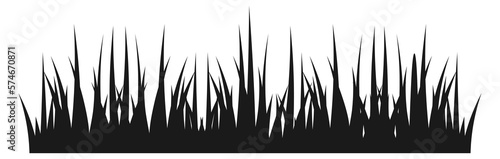 Grass border. Black lawn silhouette. Meadow plant