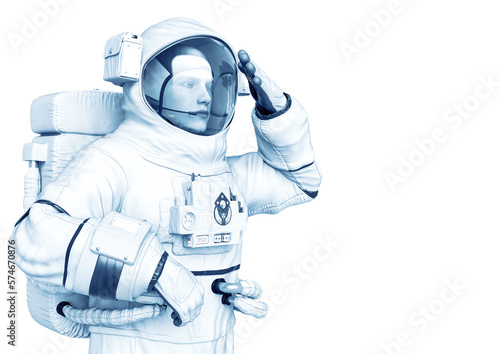 astronaut patriot pose in a white background