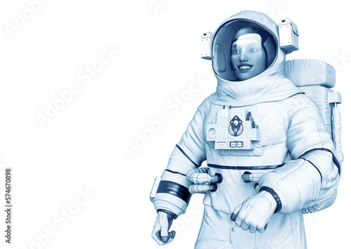 astronaut space portrait in a white background