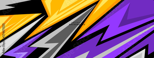 Abstract racing yellow purple design concept. Sports racing texture background