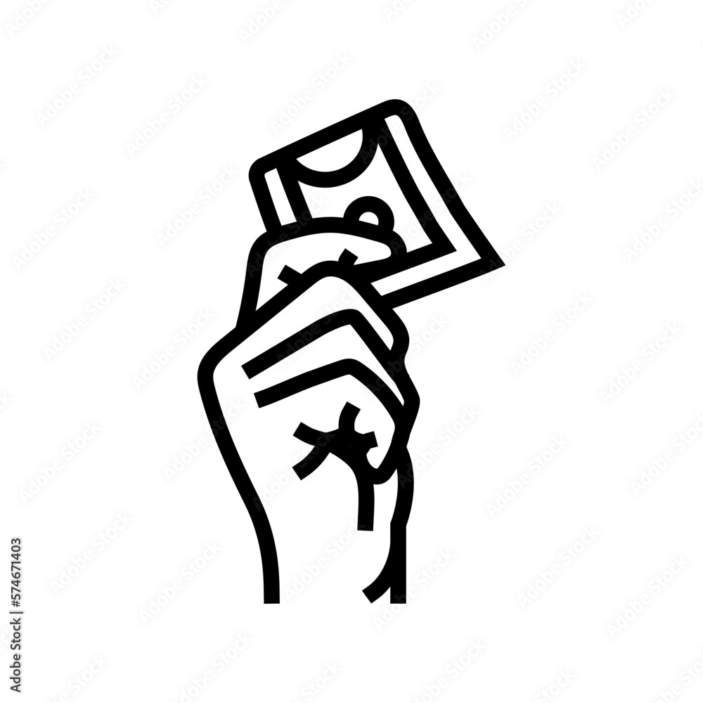 buy money hand line icon vector illustration buy money hand line icon vector illustration